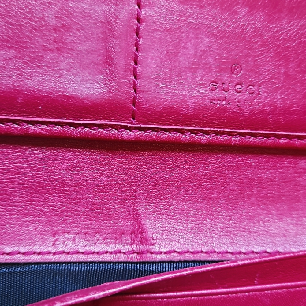 Gucci Trifold Wallet Red Leather Microguccisima GG Logo - Picture 8 of 12